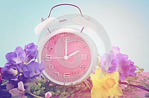 Springtime Daylight Saving Time Clock Concept photo