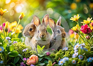 Springtime Decor Inspiration Charming Bunnies and Delicate Blooms for Easter Home Decor Easter Baskets and SpringThemed photo