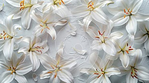 Springtime Easter Background with Snow White Lilies and Ample Copy Space