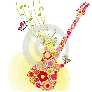 Springtime flower guitar music festival background