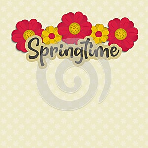 Springtime with flowers, greeting card, flower background pattern, blank