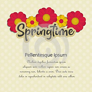 Springtime with flowers, greeting card, flower background pattern