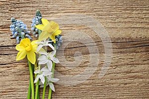 Springtime flowers on wood