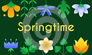 Springtime greeting card. Simple geometric shapes