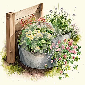 Springtime Joy: Charming Container Gardens Filled with Blooming Flowers AI Generated