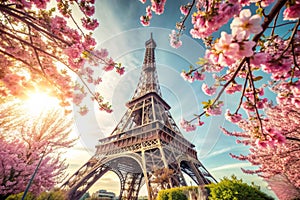 Springtime in Paris with Eiffel Tower - Toned Image