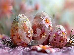 Springtime Pastels: Floral Harmony with Easter Eggs