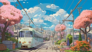 Springtime In San Francisco In Studio Ghibli Art Style