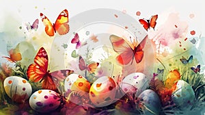 Springtime Splendor with Fluttering Butterflies and Radiant Easter Eggs