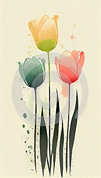 Primavera tatuaje pintado tulipanes 