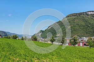 Springtime view in the town of Stans, Swtzerland