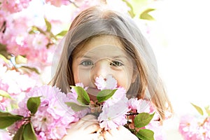 Springtime. weather forecast. Little girl in sunny spring. face and skincare. allergy to flowers. Summer girl fashion