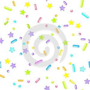 Sprinkle Cupcake Donut Topping. Seamless Pattern