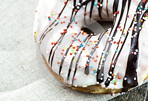 Sprinkle doughnut closeup