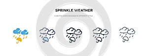 Sprinkle weather icon in different style vector illustration. two colored and black sprinkle weather vector icons designed in