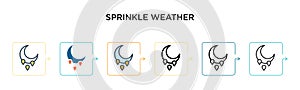 Sprinkle weather vector icon in 6 different modern styles. Black, two colored sprinkle weather icons designed in filled, outline,