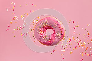 Sprinkled Pink Donut photo