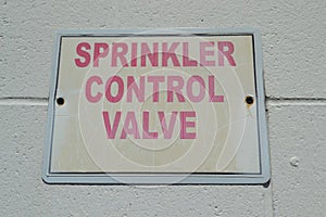 Sprinkler Control Valve Signage Outdoors