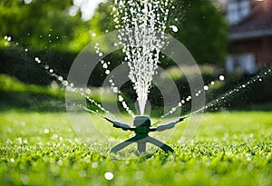 sprinkler spraying water in the Fields