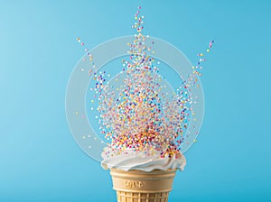 Sprinkles Explode From Creamy Cone