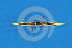 Sprint Double Canoe with paddler