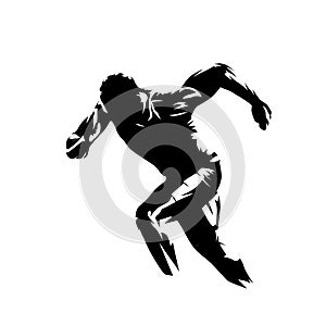 Sprint logo. Running man, abstract isolated vector sillhouette. Run photo