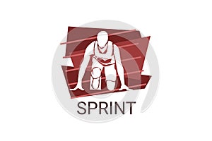 Sprint sport vector line icon. Sprinter running in athletic track.