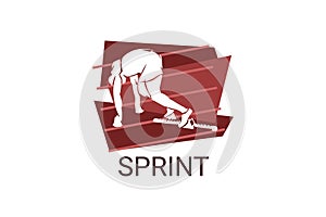 Sprint sport vector line icon. Sprinter running in athletic track.