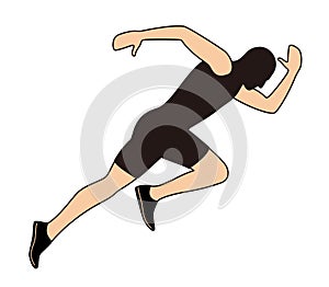 Sprinter leaving on the running track, explosive start, vector illustration