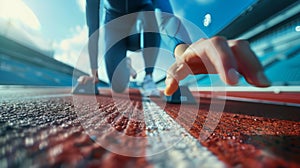 Sprinter at the Starting Blocks.AI generated image