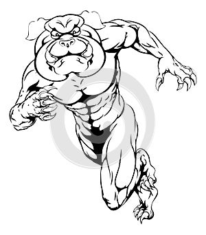 Sprinting bulldog mascot