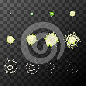 Sprite sheet for cartoon explosion, game effect animation frames