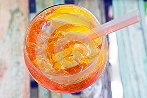 Spritz aperol cocktail, selective focus