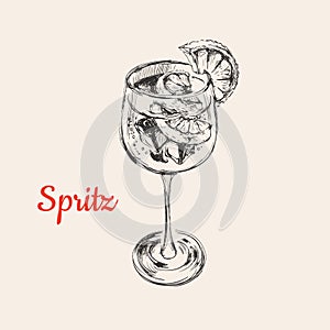 Spritz Hand Drawn Summer Cocktail Drink Vector Illustration