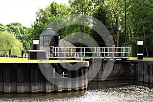 Sprotbrough Flash lock on the River Don, Sprotbrough, Doncaster, in May 2020. photo