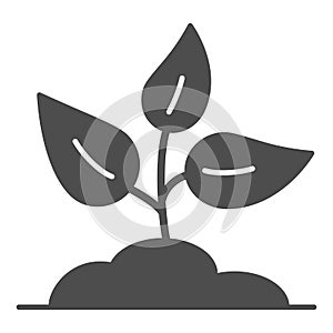 Sprout in ground solid icon, Garden and gardening concept, Seedling sign on white background, Young plant growing in