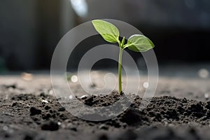 sprout are growing in the concrete