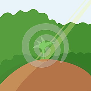 Sprout growing in the fieldillustration.