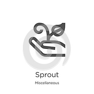 sprout icon vector from miscellaneous collection. Thin line sprout outline icon vector illustration. Outline, thin line sprout