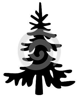 Spruce, coniferous evergreen tree - vector silhouette picture for logo or pictogram