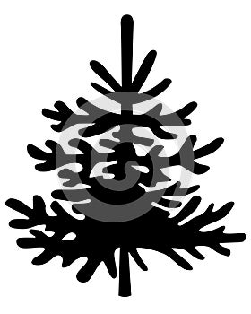 Spruce, coniferous evergreen tree - vector silhouette picture for logo or pictogram. Christmas tree