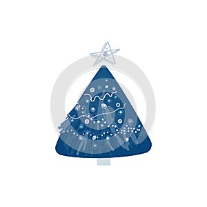 fir tree flat vector illustration