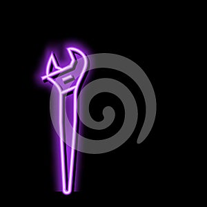 spud wrench tool neon glow icon illustration