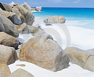 Spume along rocky coastline