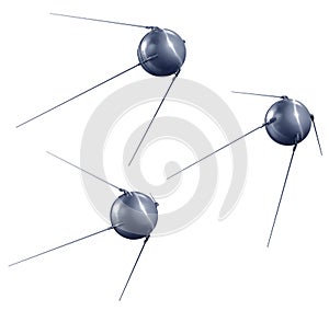 Sputnik Satellites on White Background. Clipping path photo