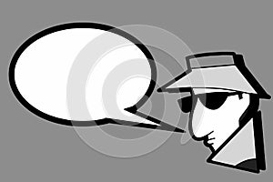 Spy hacker thief icon illustration cartoon speech bubble  security key and spy thief in laptop screen illustration drawing