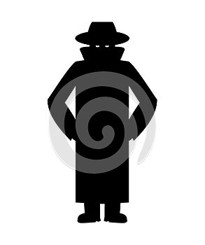 Spy icon. silhouette secret agent symbol