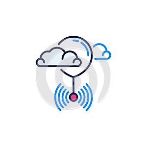 Spy Radiosonde Flying in Clouds vector concept colored icon