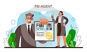 Spy. Secret agent or fbi investigating crime. Protection of espionage
