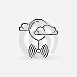 Spy Weather Balloon Flying in Clouds vector concept outline icon
